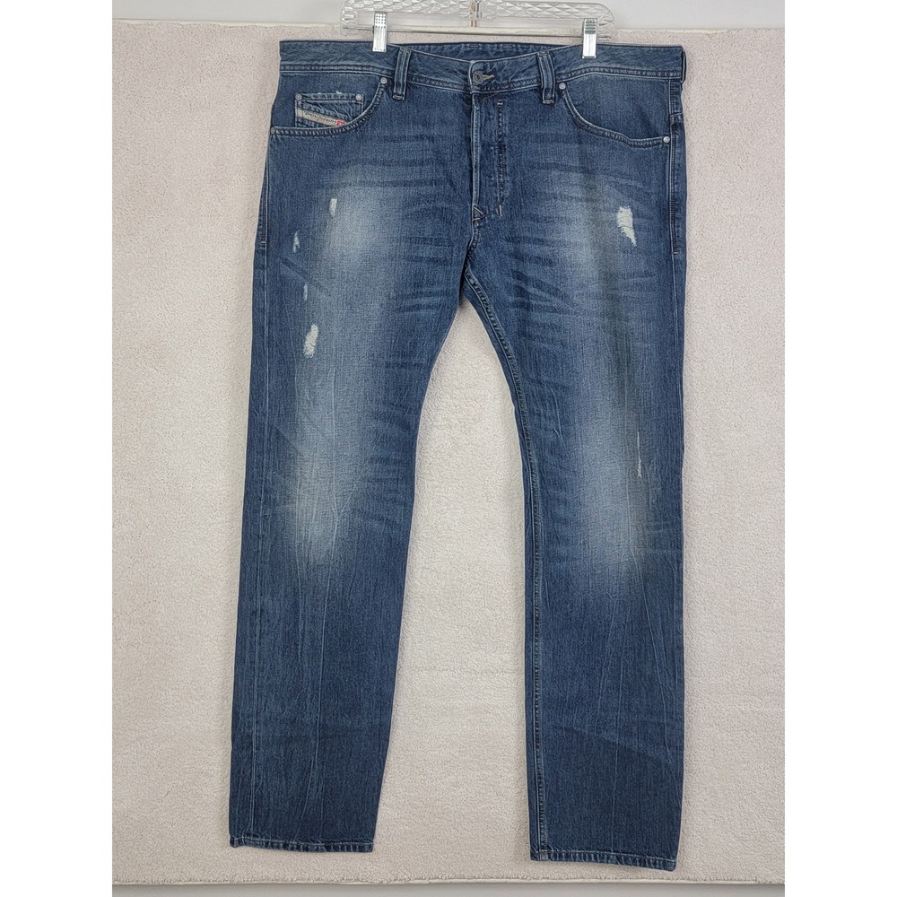 Diesel Safado Jeans Mens 38x34 Blue Regular Slim Straight Button Fly Y2K Grunge